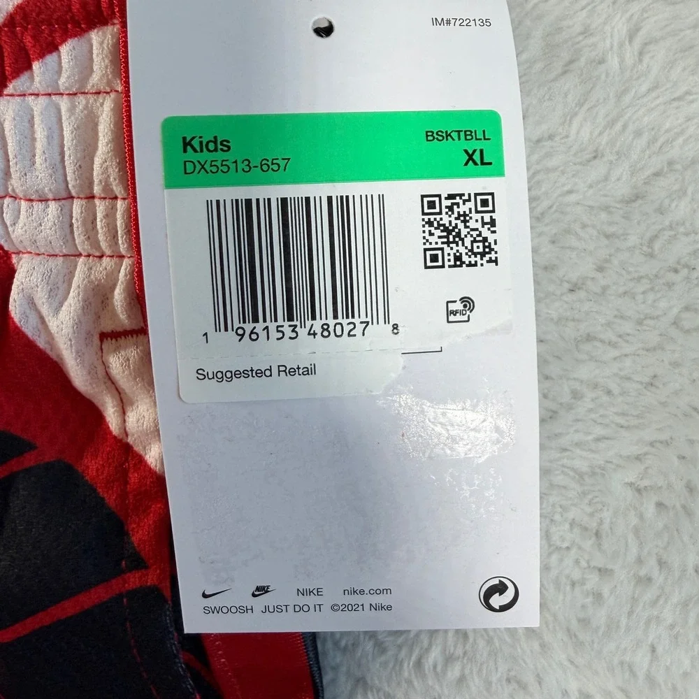 Nike Big Kids Dri-Fit Elite Printed Basketball Shorts XL Red Black DX5513-657‎